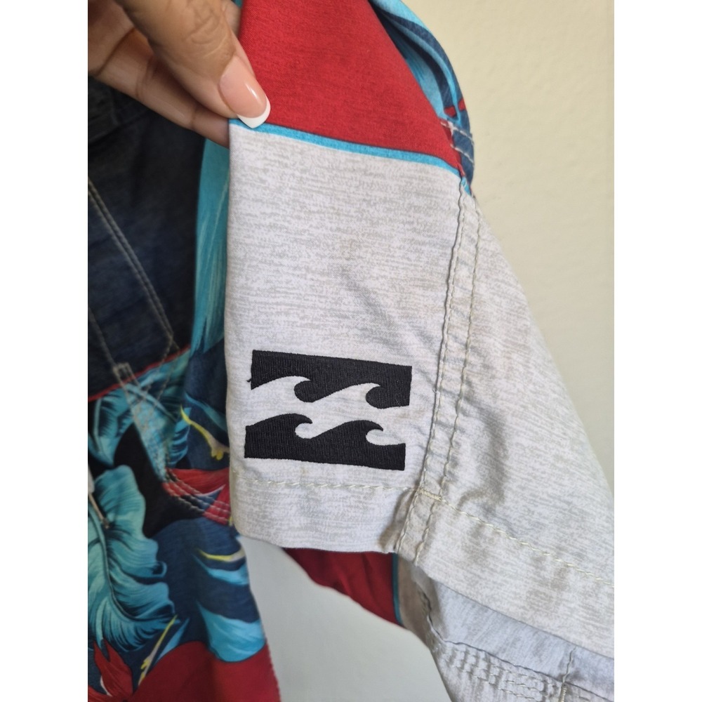 Vintage Billabong Boardshorts Mens 36 Blue Red Hawaiian Swim Trunks - Picture 4 of 5